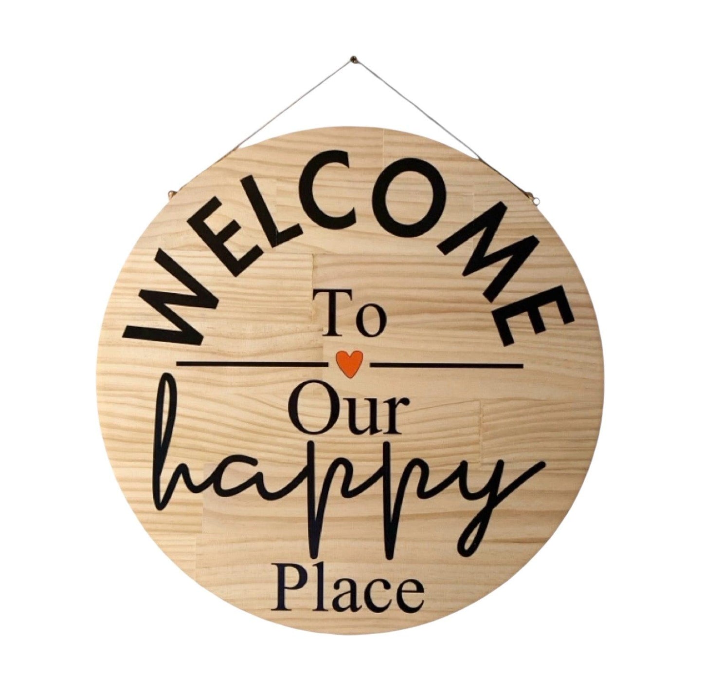 Welcome To Our Happy Place Wood Sign - The Renmy Store Homewares & Gifts 