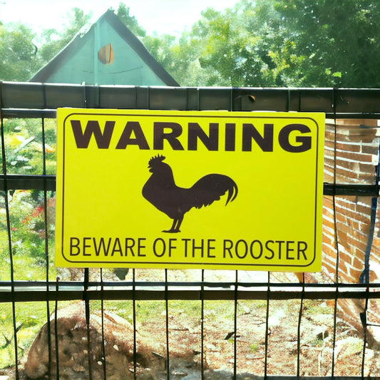 Warning Beware Of Rooster Sign - The Renmy Store Homewares & Gifts 