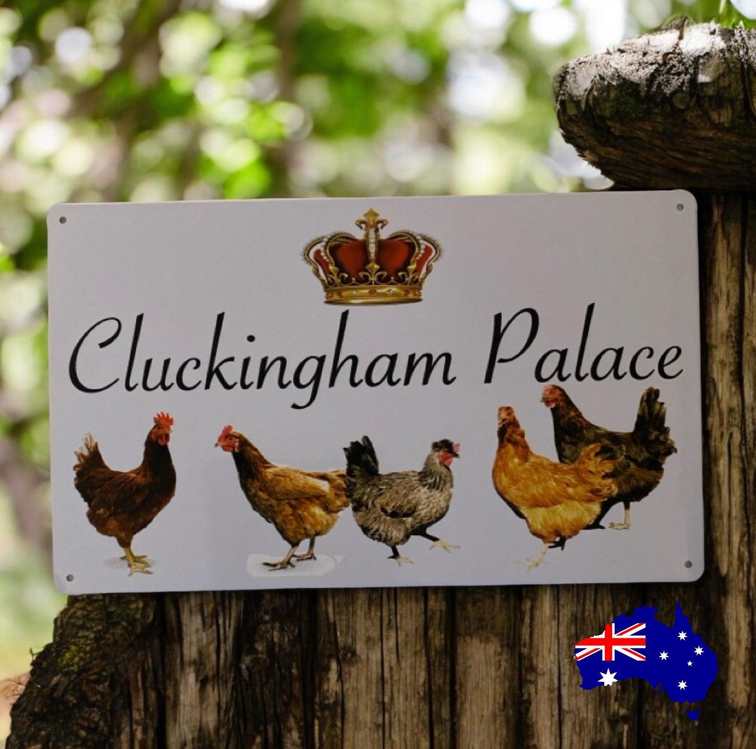 Metal Tin Cluckingham Palace Coop Sign - The Renmy Store Homewares & Gifts 