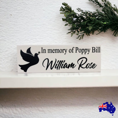 Memorial In Memory Of Custom Personalised Dove Sign - The Renmy Store Homewares & Gifts 