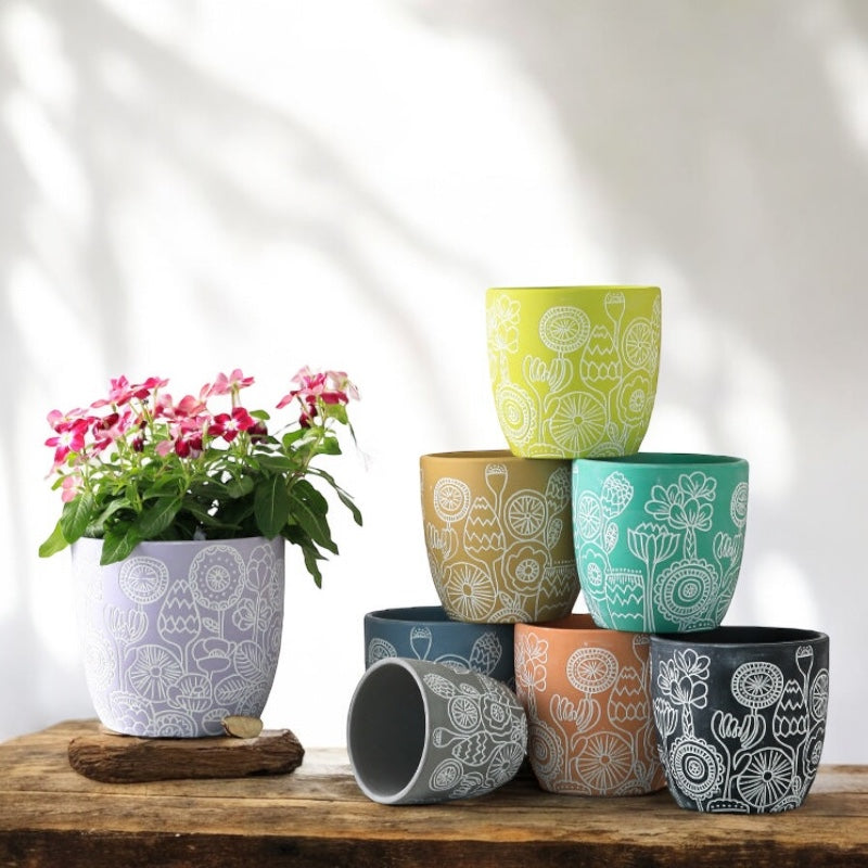 Planter Pot Floral Flowers Ceramic