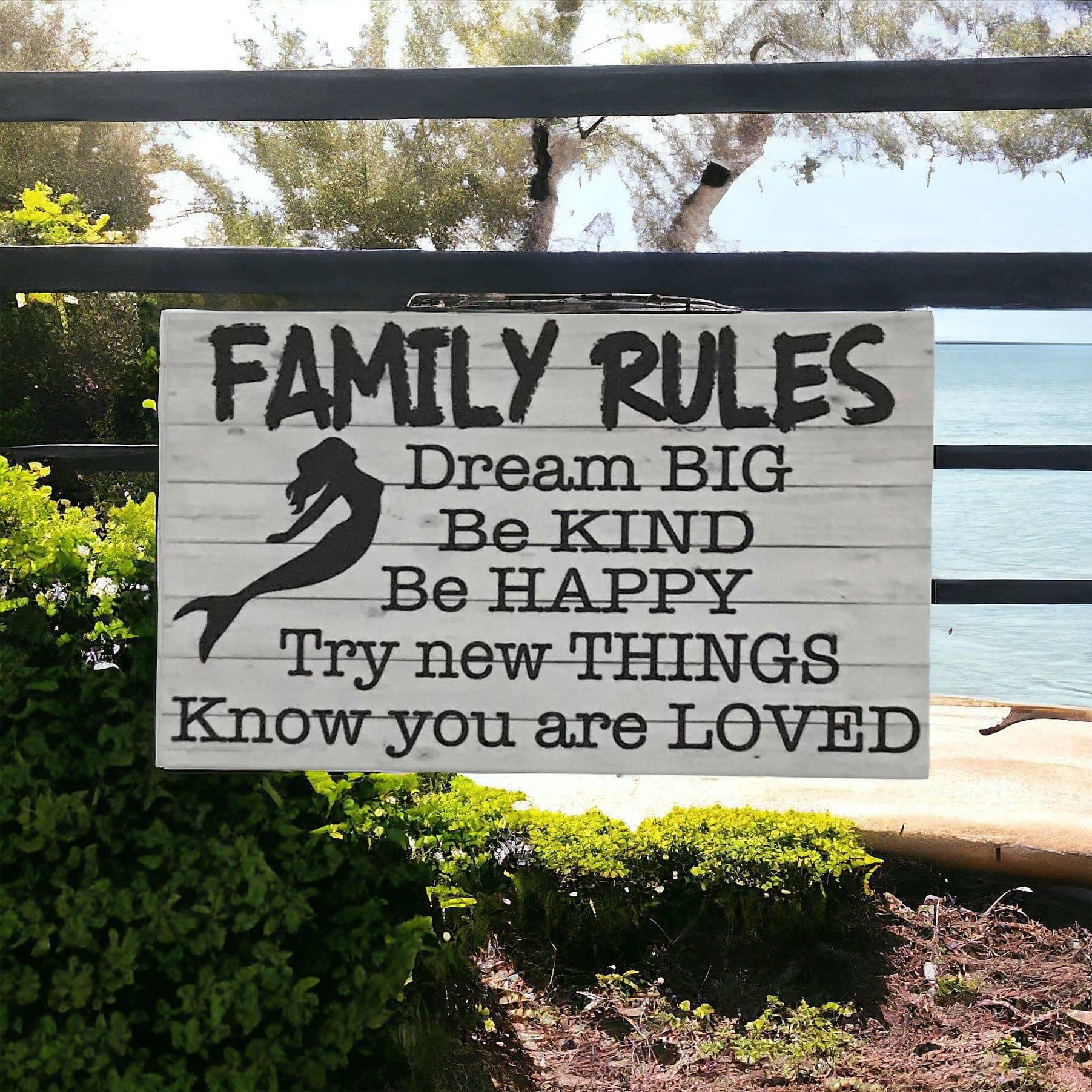 Family Rules with Mermaid Sign - The Renmy Store Homewares & Gifts 