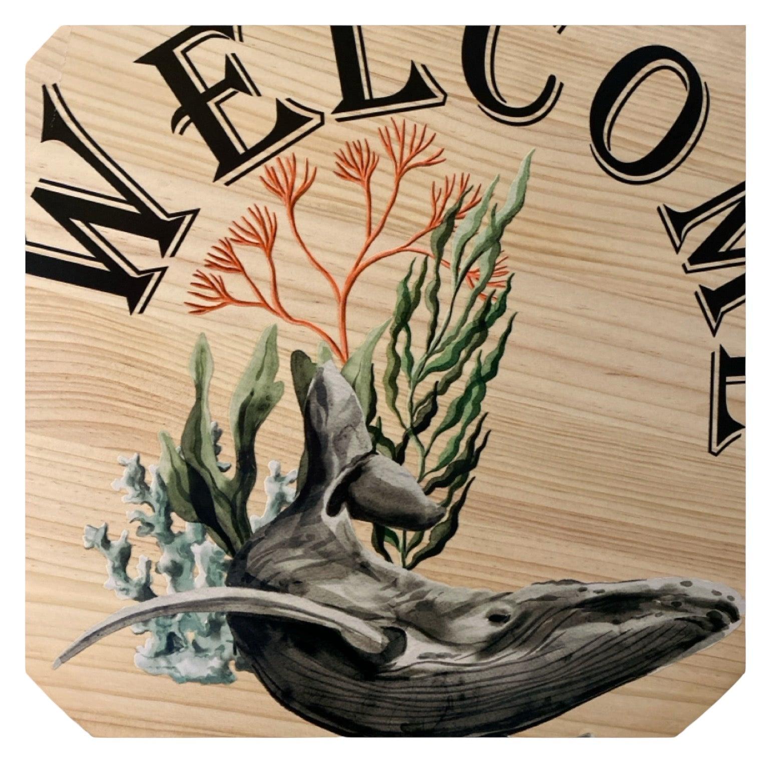 Welcome Whale Coastal Beach House Wood Sign - The Renmy Store Homewares & Gifts 