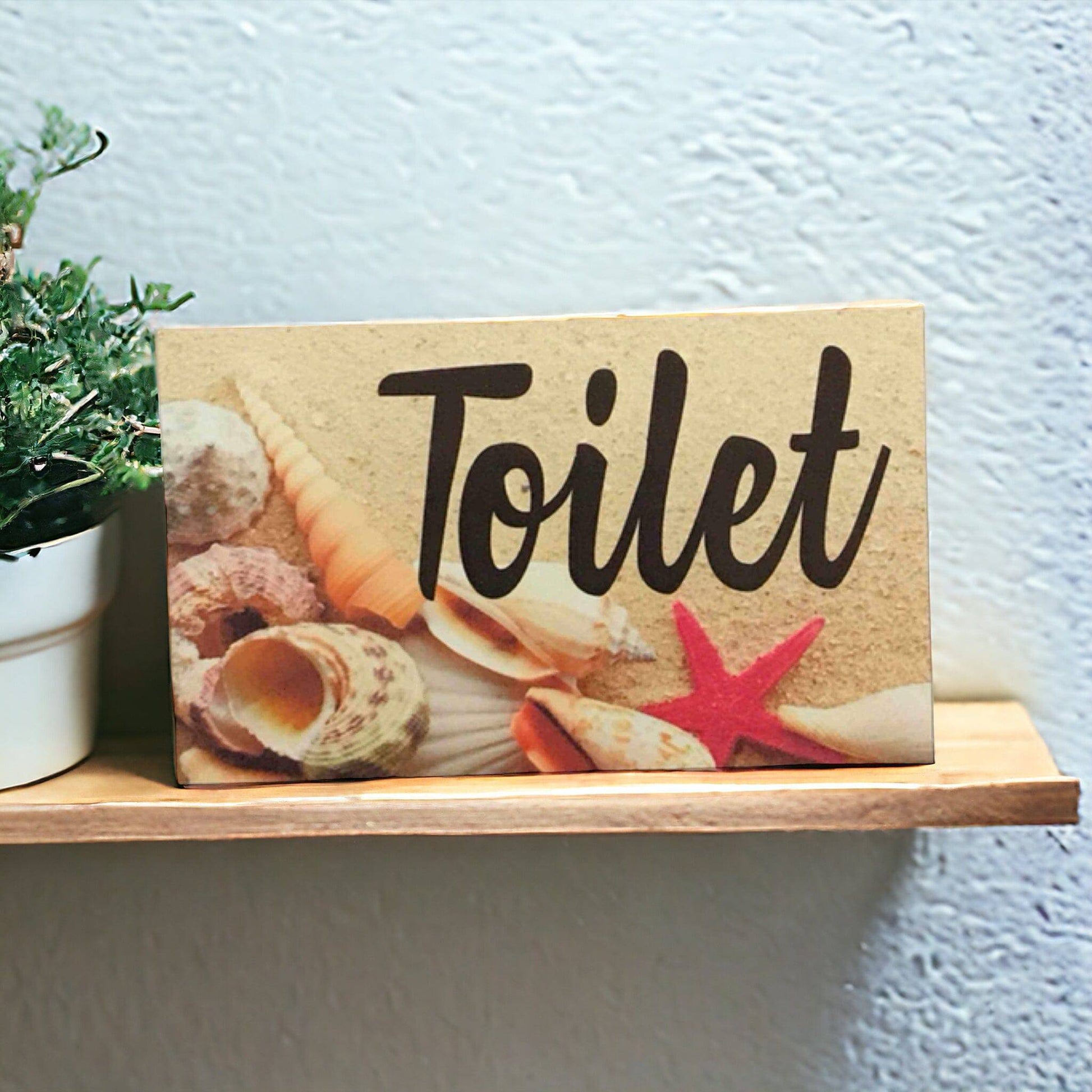 Beach Shells Starfish Toilet Laundry Bathroom Sign - The Renmy Store Homewares & Gifts 