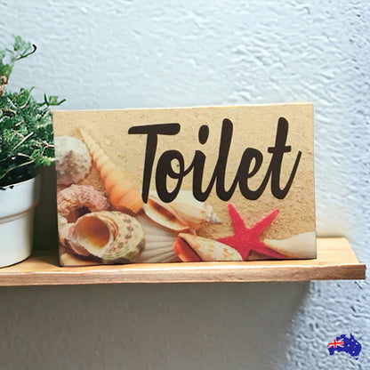 Beach Shells Starfish Toilet Laundry Bathroom Sign - The Renmy Store Homewares & Gifts 