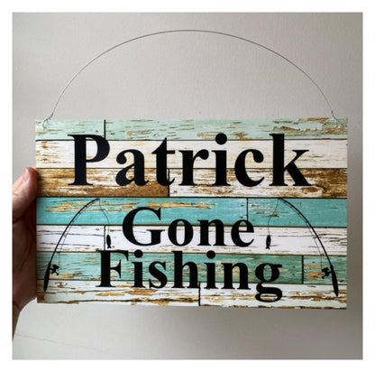 Fishing Rods Blue Custom Personalised Sign