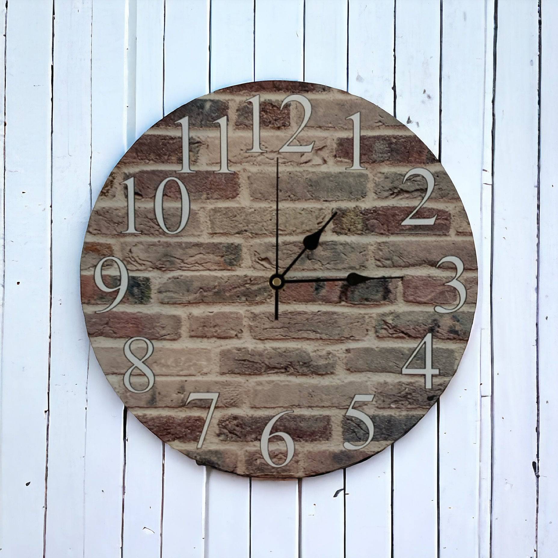 Clock Wall Rustic Brick Aussie Made - The Renmy Store Homewares & Gifts 