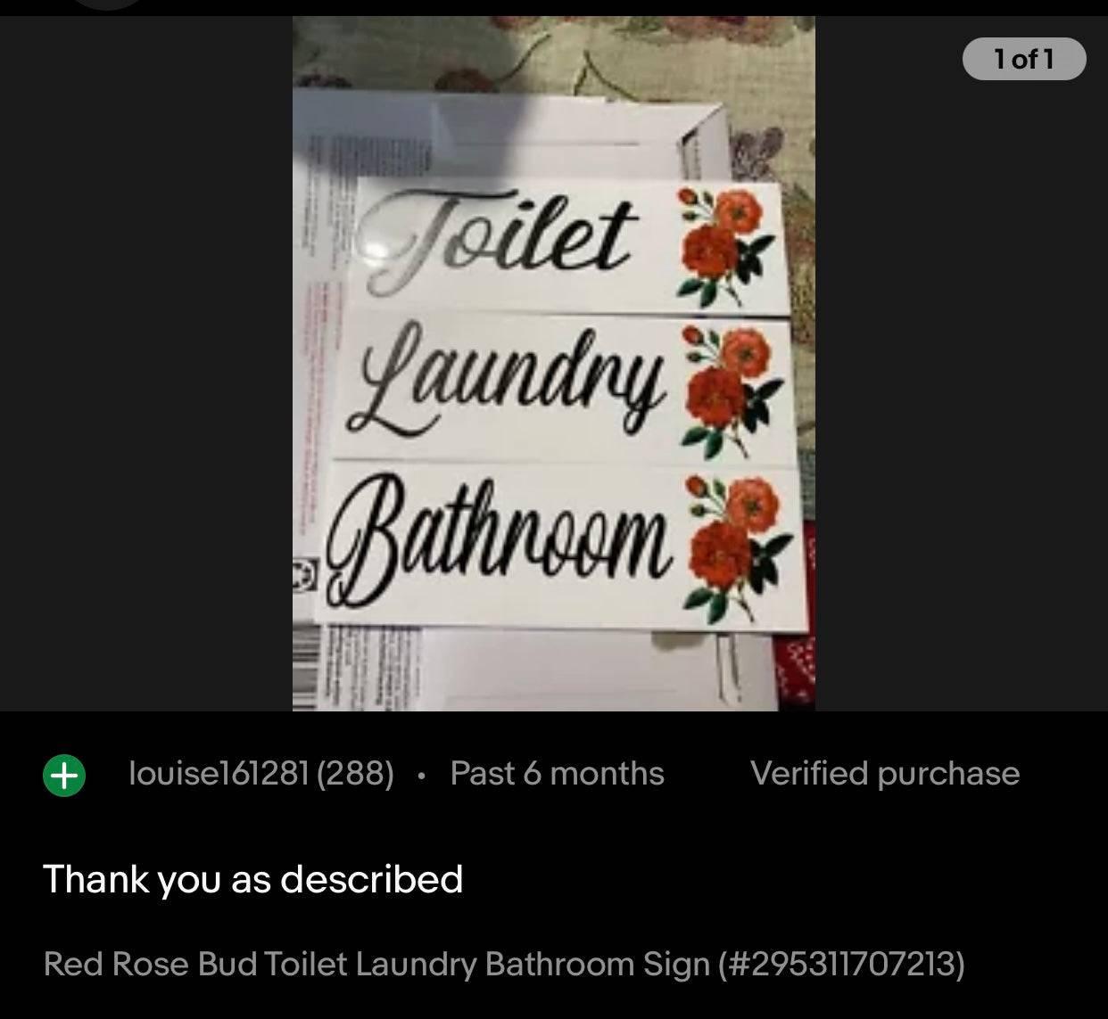 Red Rose Bud Toilet Laundry Bathroom Sign - The Renmy Store Homewares & Gifts 