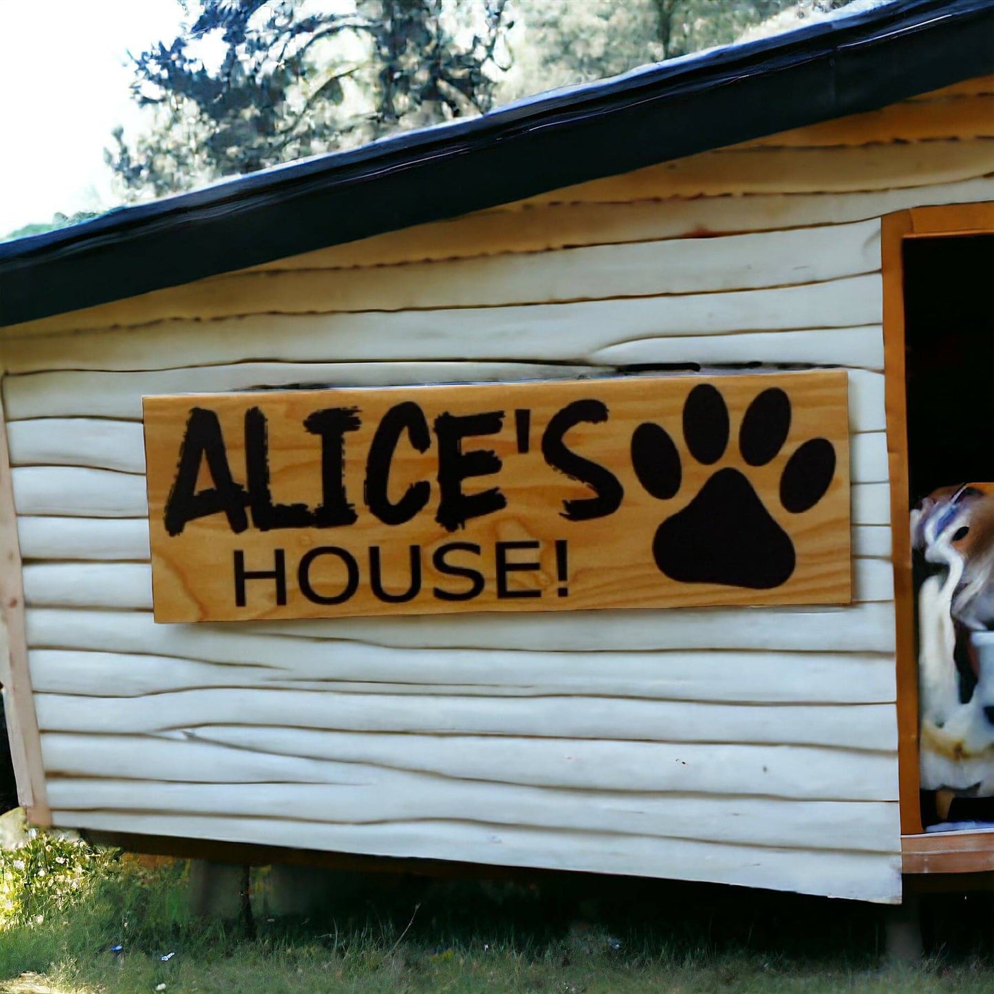 Dog Kennel House Custom Personalised Dark Pets Name Sign - The Renmy Store Homewares & Gifts 