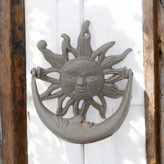 Door Knocker Sun Moon Cast Iron Door