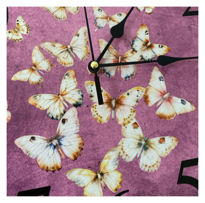 Clock Wall Butterfly Cottage Purple Aussie Made - The Renmy Store Homewares & Gifts 