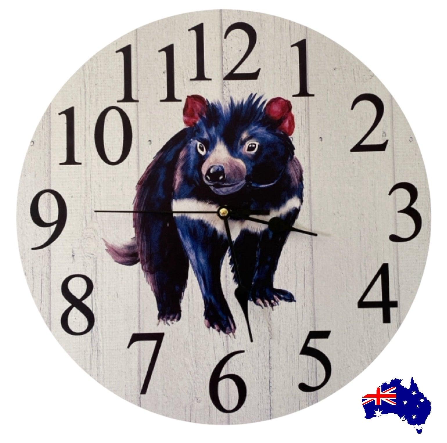 Clock Wall Wooden Tasmanian Devil Aussie Made - The Renmy Store Homewares & Gifts 