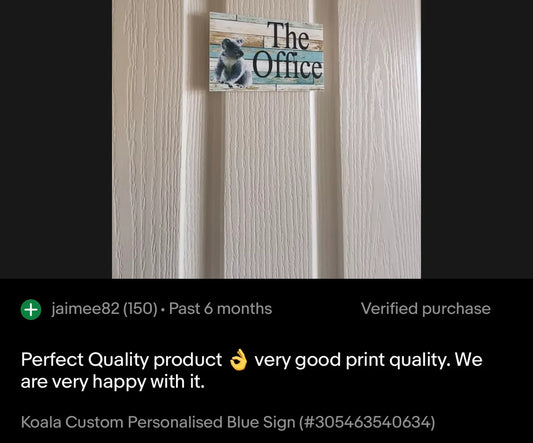 Koala Custom Personalised Blue Sign - The Renmy Store Homewares & Gifts 