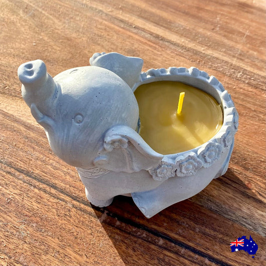 Pure Beeswax Elephant Lucky Candle Aussie Handmade