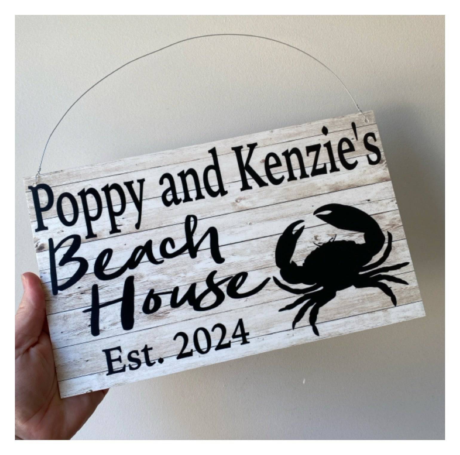 Beach House Est. Custom Name Crab Sign - The Renmy Store Homewares & Gifts 