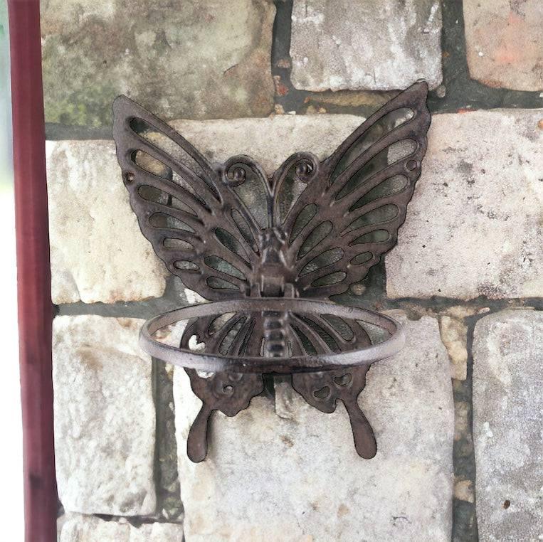 Planter Pot Wall Stand Butterfly Rustic Iron - The Renmy Store Homewares & Gifts 