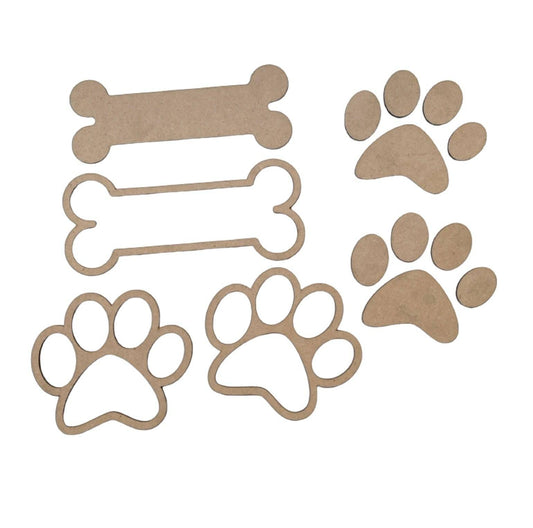 Paw Bone Pet Dog MDF DIY Raw Cut Out Art Craft Décor - The Renmy Store Homewares & Gifts 