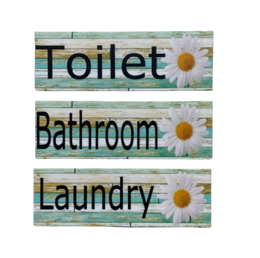 Daisy Flower Toilet Laundry Bathroom Door Sign