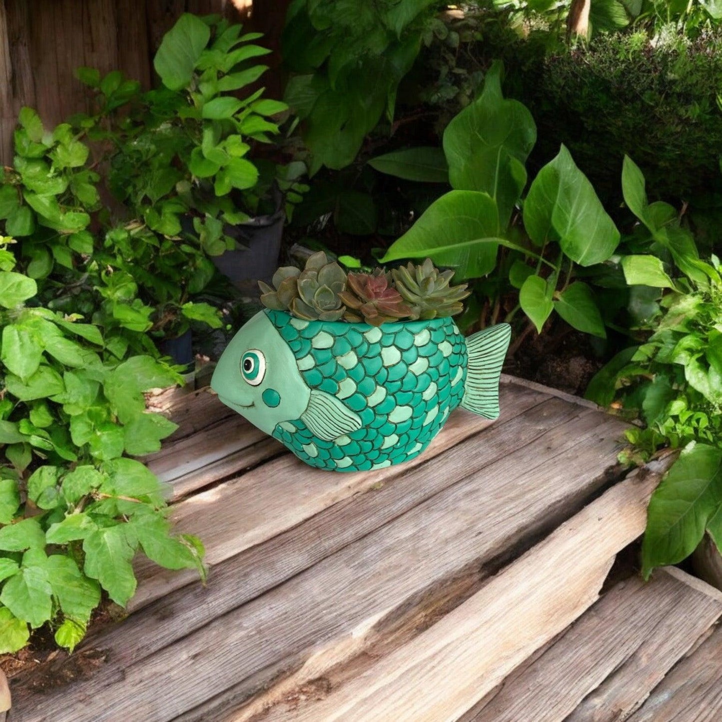 Fish Teal Funky Pot Planter Plant Large - The Renmy Store Homewares & Gifts 