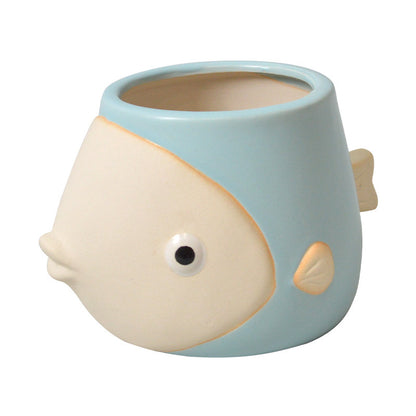 Planter Pot Fish Coastal Blue White Red Pink Yellow Green