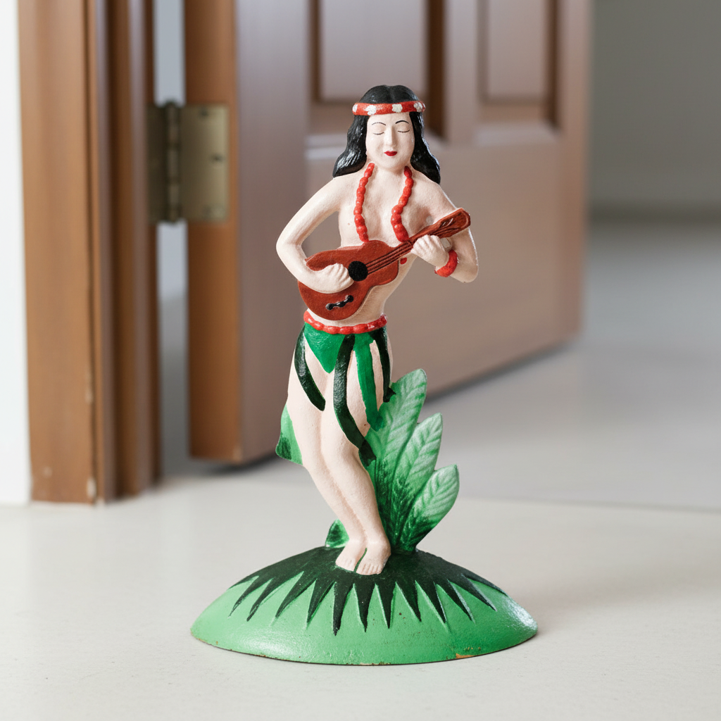 Hula Girl Hawaiian Tropical Cast Iron Door Stop 35cm | Coastal Decor