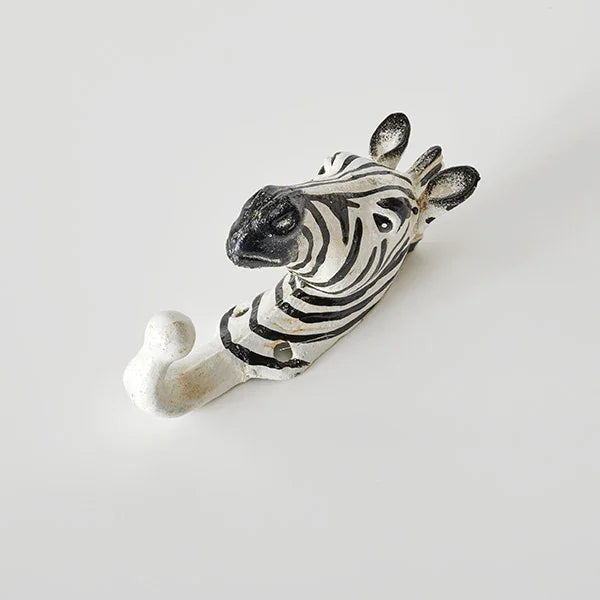 Zebra Black White Cast Iron Hook