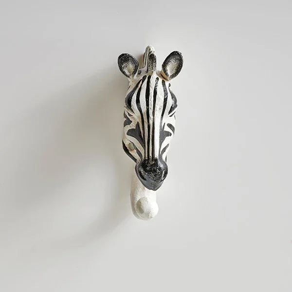 Zebra Black White Cast Iron Hook
