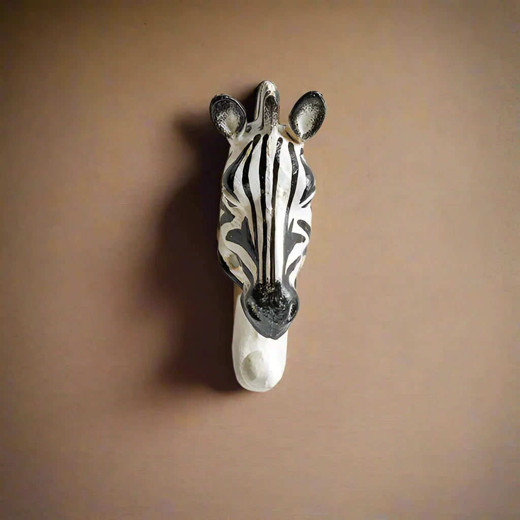 Zebra Black White Cast Iron Hook