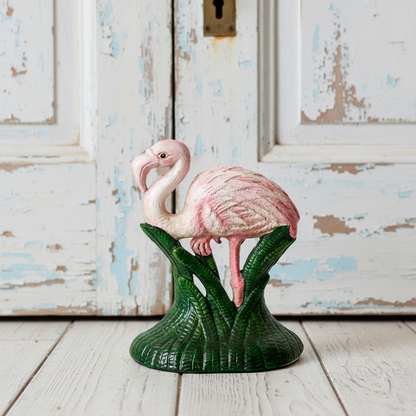 Flamingo Pink Cast Iron Door Stop 27cm | Coastal Hamptons Decor
