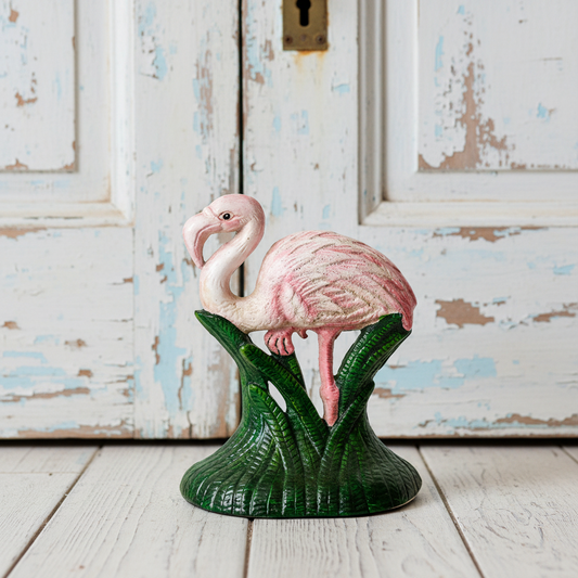 Flamingo Pink Cast Iron Door Stop 27cm | Coastal Hamptons Decor