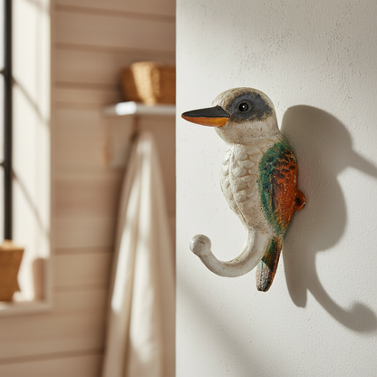 Kookaburra Bird Iron Hook 15cm x 8cm | Cast Iron Wall Hook
