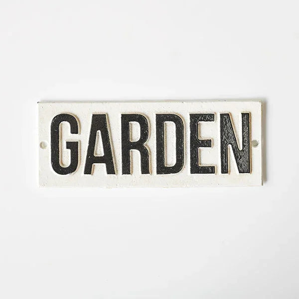 Garden Black White Cast Iron Sign