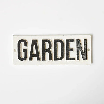 Garden Black White Cast Iron Sign