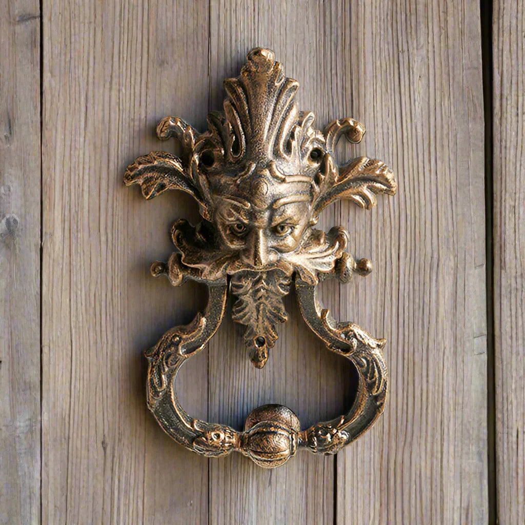 Door Knocker Green Man Nature Rustic Cast Iron
