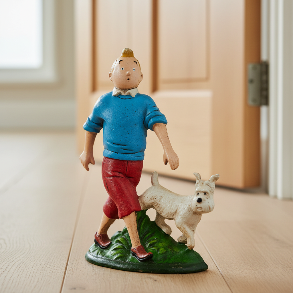 Tintin Boy & Dog Retro Cast Iron Door Stop 34cm | Vintage Decor
