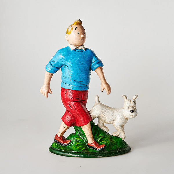 Tintin & Snowy Dog Doorstop - Vintage Cast Iron Door Stop