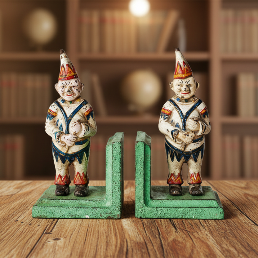 Clown Bookend Vintage Cast Iron Book End 18cm