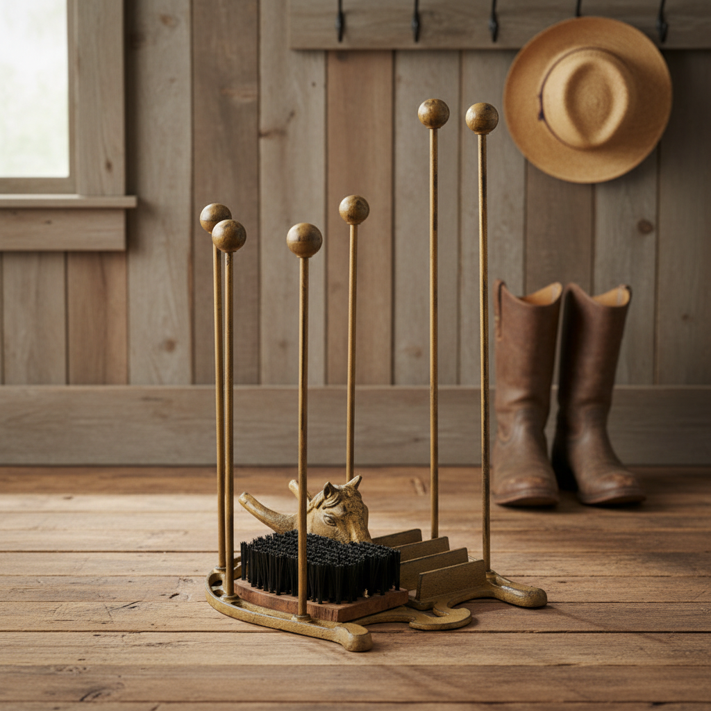 Cast Iron Horse Boot Holder Scraper Brush - Boot Rack