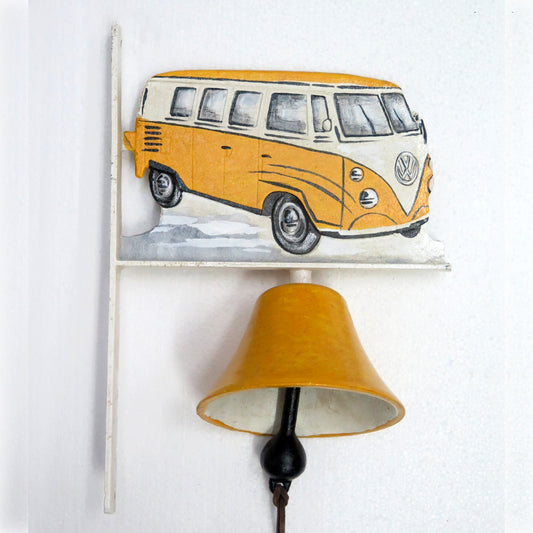 Kombi Van Yellow Cast Iron Doorbell 35cm | Retro Coastal Rustic Decor