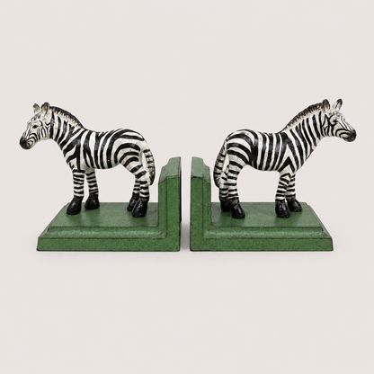 Zebra Bookends Cast Iron | Set of 2 | 11cm H x 24cm W | Farmhouse Decor