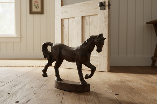 Horse Door Stop Cast Iron - Prancing Horse Farmhouse Country Rustic Decor