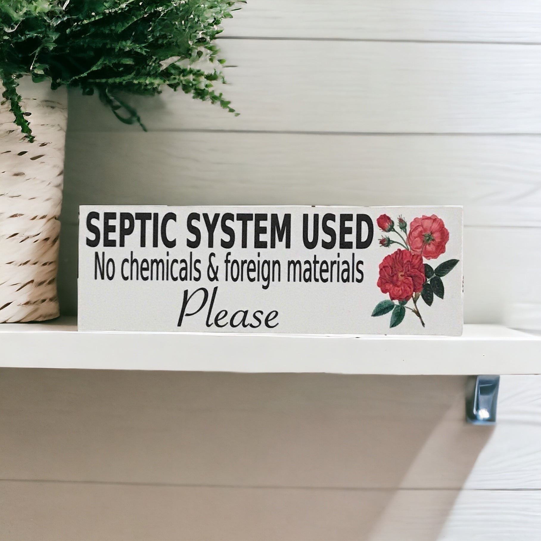 Toilet Bathroom Flush Eco Red Rose Bud Sign - The Renmy Store Homewares & Gifts 