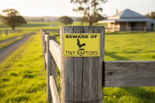 Beware Tiny Chicken Raptors Sign - Funny Chicken Coop Warning