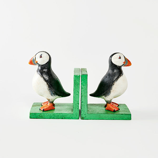 Puffin Bird Bookend Set | Novelty Cartoon Book Ends | Home Library & Kids Room Decor | 16x24x9cm