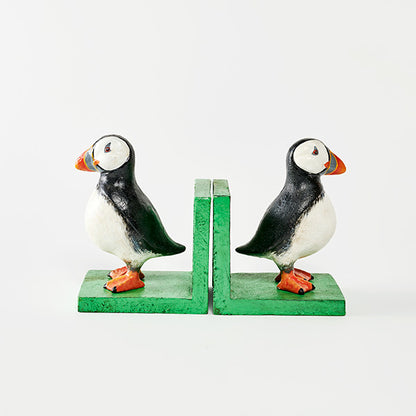 Puffin Bird Bookend Set | Novelty Cartoon Book Ends | Home Library & Kids Room Decor | 16x24x9cm