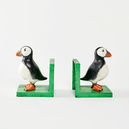 Puffin Bird Bookend Set | Novelty Cartoon Book Ends | Home Library & Kids Room Decor | 16x24x9cm
