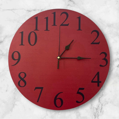 Clock Wall Maroon Red Aussie Made - The Renmy Store Homewares & Gifts 