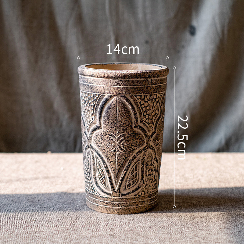 Vintage Pottery Planter Pot Vase - Flower Garden Stone