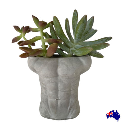 Planter Pot Man Bod Aussie Handmade Concrete