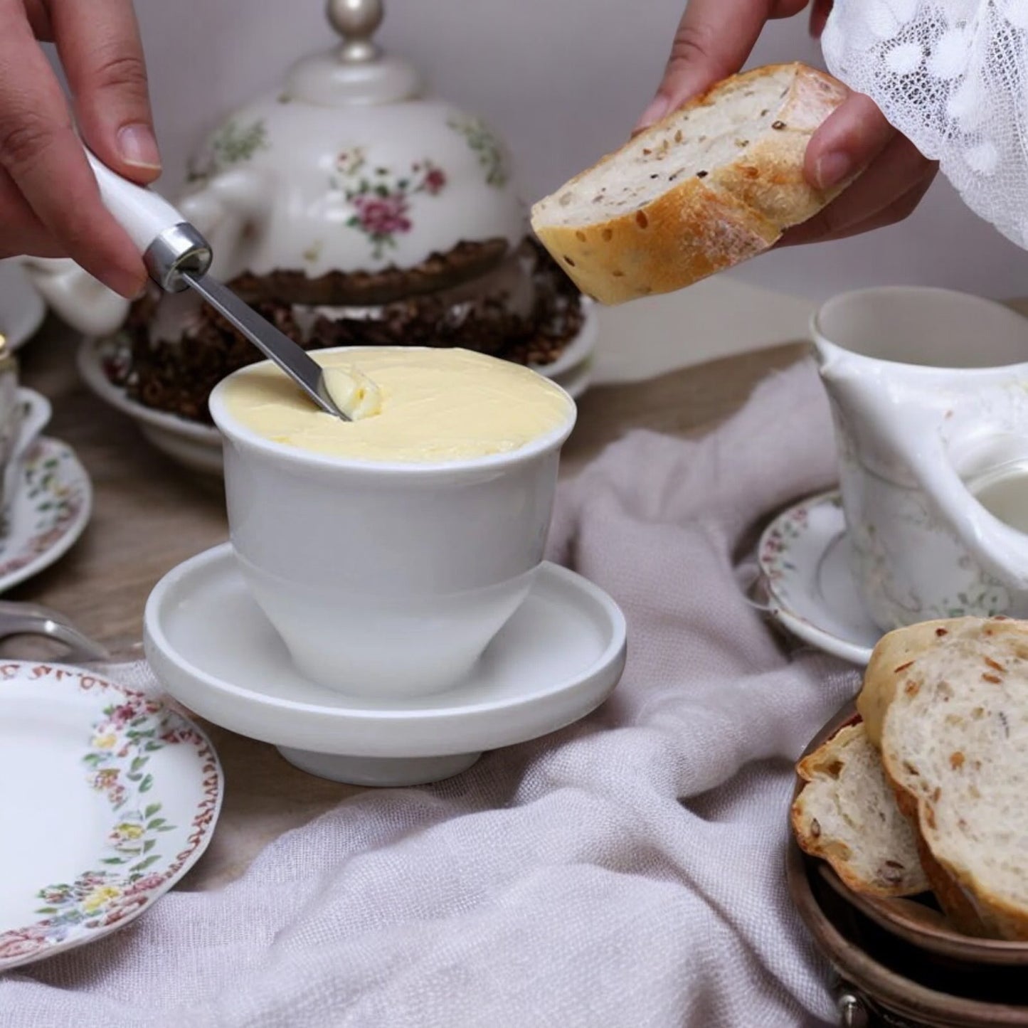 Butter Crock French Provincial Blue